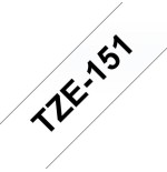 Brother tze151 cinta laminada generica de etiquetas - texto negro sobre fondo transparente - ancho 24mm x 8 metros