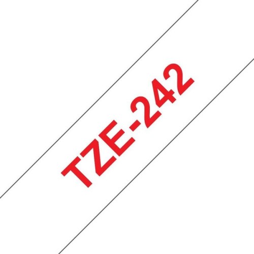 Brother tze242 cinta laminada generica de etiquetas - texto rojo sobre fondo blanco - ancho 18mm x 8 metros