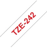 Brother tze242 cinta laminada generica de etiquetas - texto rojo sobre fondo blanco - ancho 18mm x 8 metros