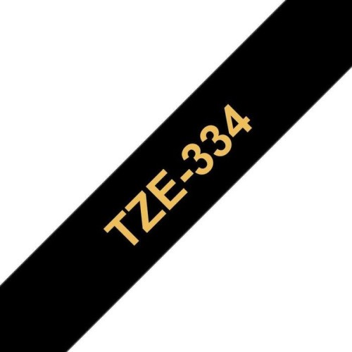 Brother tze334 cinta laminada generica de etiquetas - texto dorado sobre fondo negro - ancho 12mm x 8 metros