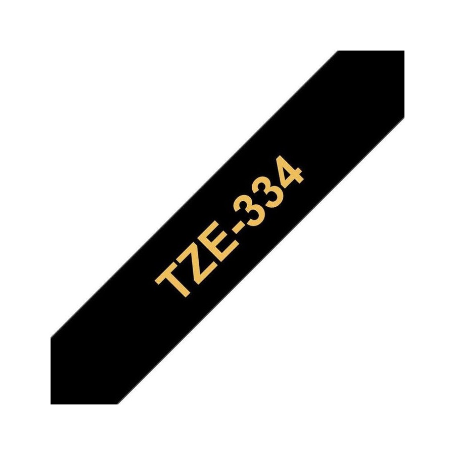 Brother tze334 cinta laminada generica de etiquetas - texto dorado sobre fondo negro - ancho 12mm x 8 metros