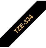 Brother tze334 cinta laminada generica de etiquetas - texto dorado sobre fondo negro - ancho 12mm x 8 metros