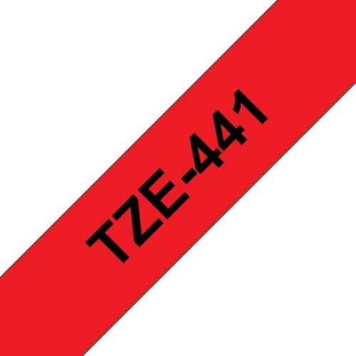Brother tze441 cinta laminada generica de etiquetas - texto negro sobre fondo rojo - ancho 18mm x 8 metros