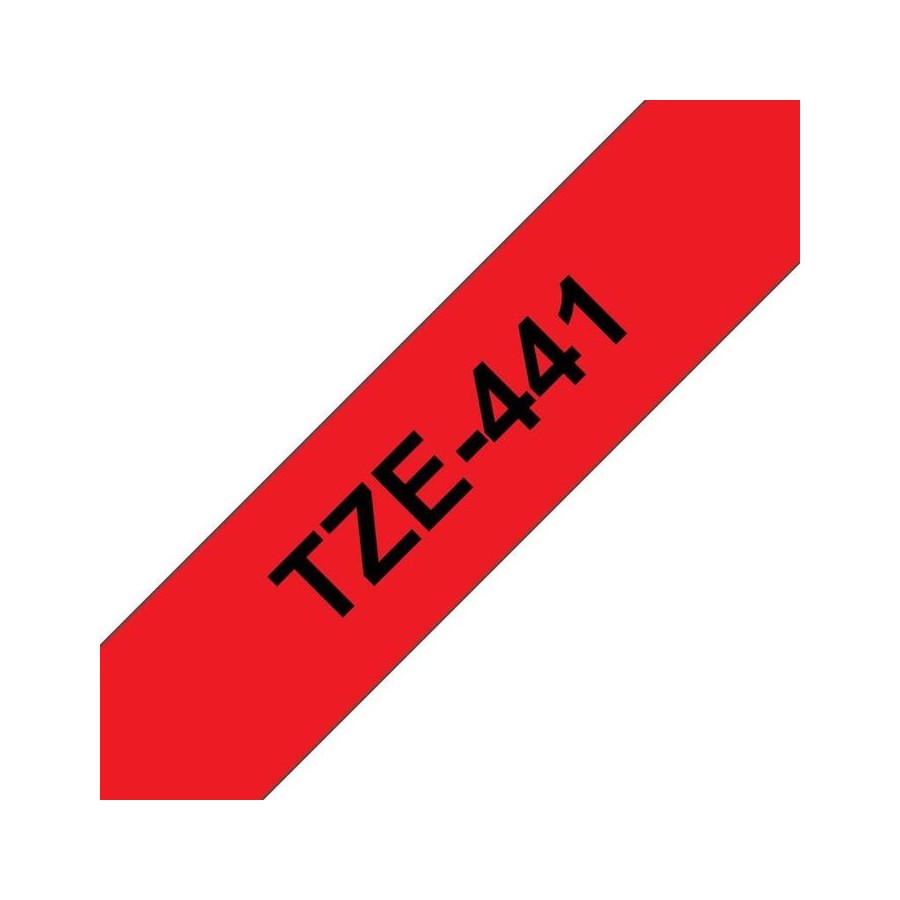 Brother tze441 cinta laminada generica de etiquetas - texto negro sobre fondo rojo - ancho 18mm x 8 metros