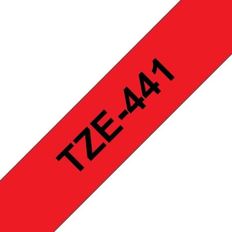 Brother tze441 cinta laminada generica de etiquetas - texto negro sobre fondo rojo - ancho 18mm x 8 metros