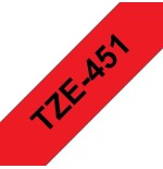 Brother tze451 cinta laminada generica de etiquetas - texto negro sobre fondo rojo - ancho 24mm x 8 metros
