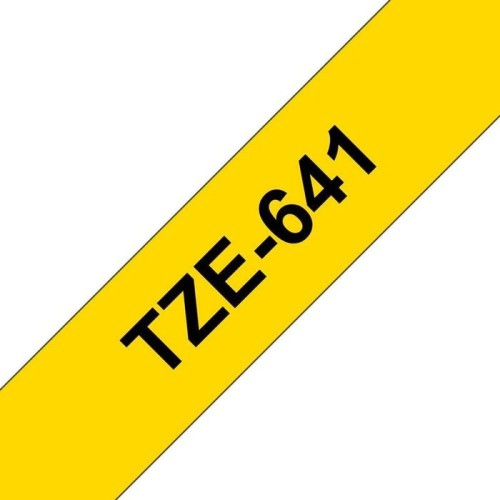 Brother tze641 cinta laminada generica de etiquetas - texto negro sobre fondo amarillo - ancho 18mm x 8 metros