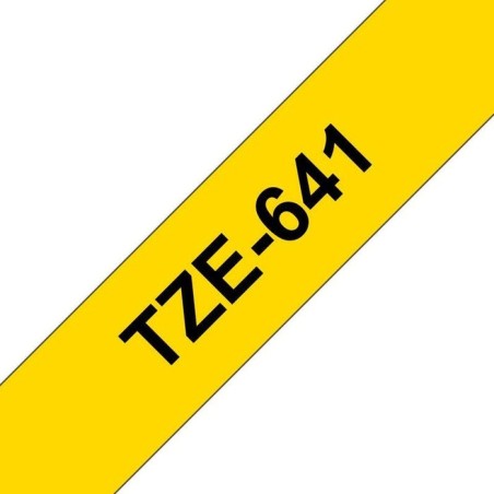 Brother tze641 cinta laminada generica de etiquetas - texto negro sobre fondo amarillo - ancho 18mm x 8 metros