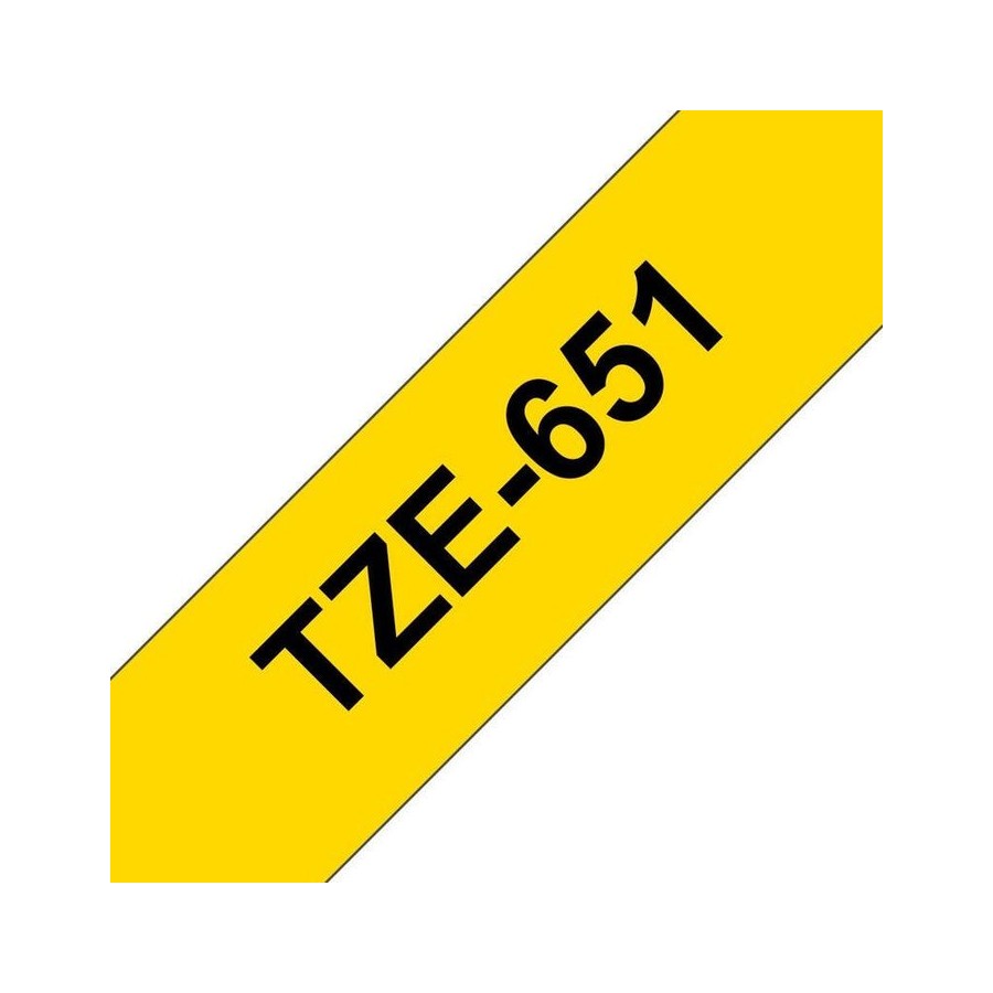 Brother tze651 cinta laminada generica de etiquetas - texto negro sobre fondo amarillo - ancho 24mm x 8 metros