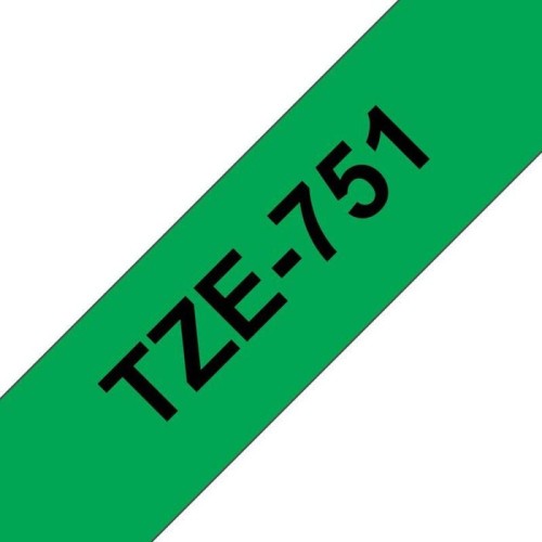 Brother tze751 cinta laminada generica de etiquetas - texto negro sobre fondo verde - ancho 24mm x 8 metros