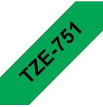 Brother tze751 cinta laminada generica de etiquetas - texto negro sobre fondo verde - ancho 24mm x 8 metros