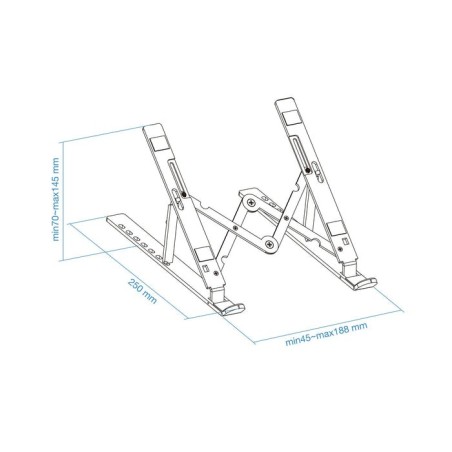 Tooq soporte para portatil hasta 15" - 7 niveles de altura - plegable - base antideslizante - peso max 5kg - plata