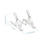 Tooq soporte para portatil hasta 15" - 7 niveles de altura - plegable - base antideslizante - peso max 5kg - plata