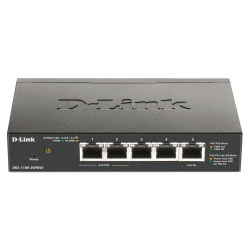 Switch gestionable d-link dgs-1100-05pdv2 5 puertos rj-45 10 100 1000 poe