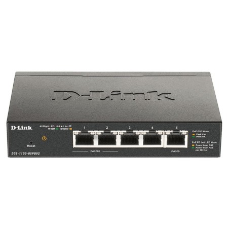 Switch gestionable d-link dgs-1100-05pdv2 5 puertos rj-45 10 100 1000 poe