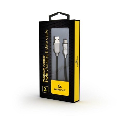 Gembird cc-usb2r-amlm-2m cable de datos y carga premium lightning  2 m, negro