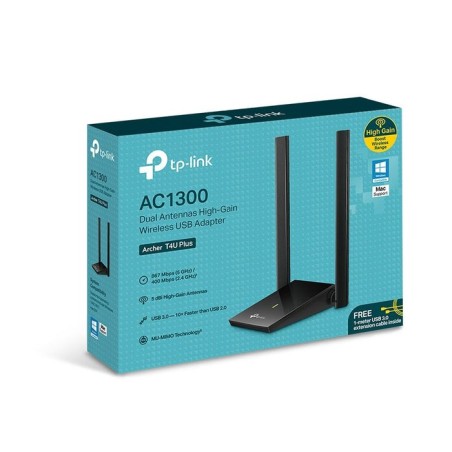 Tp-link archer t4u plus adaptador wifi usb 3.0 ac1300 alta ganancia