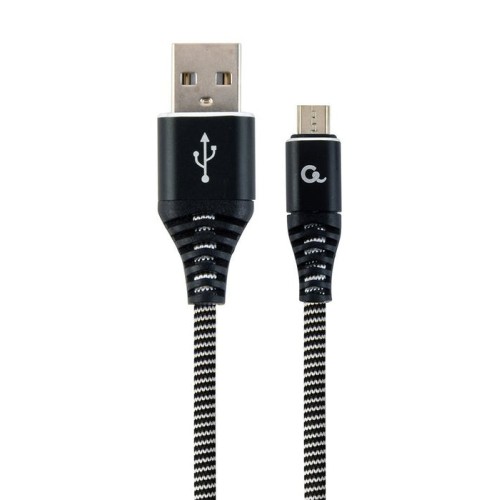 Gembird cc-usb2b-ammbm-1m-bw cable de datos y carga micro usb trenzado premium, 1 m, negro / blanco