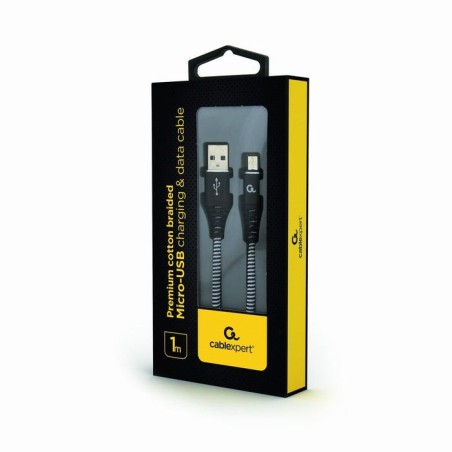 Gembird cc-usb2b-ammbm-1m-bw cable de datos y carga micro usb trenzado premium, 1 m, negro / blanco