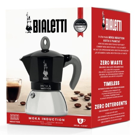 Cafetera italiana bialetti new moka induction 6 tz negro