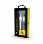 Gembird cable de carga y datos micro-usb trenzado premium, 1m, plata / blanco