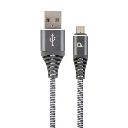 Gembird cable de carga y datos micro-usb trenzado premium, 1m, gris / blanco