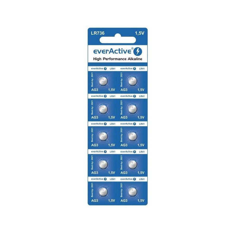Pilas alcalinas everactive g3 lr736 lr41 10 piezas