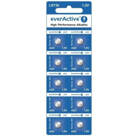 Pilas alcalinas everactive g3 lr736 lr41 10 piezas