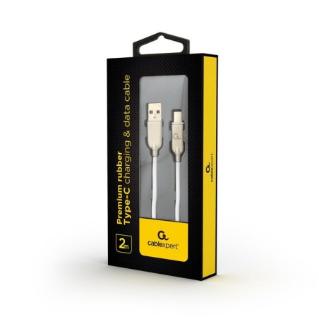 Gembird cable usb 2.0 am a tipo c (am / cm), 2 m, , blanco premium    cc-usb2r-amcm-2m-w