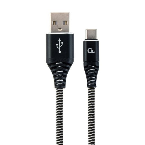 Gembird cc-usb2b-amcm-1m-bw cable de carga y datos usb tipo c trenzado premium 1 m, negro / blanco