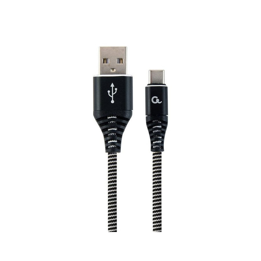 Gembird cc-usb2b-amcm-1m-bw cable de carga y datos usb tipo c trenzado premium 1 m, negro / blanco