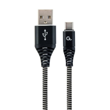 Gembird cc-usb2b-amcm-1m-bw cable de carga y datos usb tipo c trenzado premium 1 m, negro / blanco