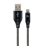 Gembird cc-usb2b-amcm-1m-bw cable de carga y datos usb tipo c trenzado premium 1 m, negro / blanco