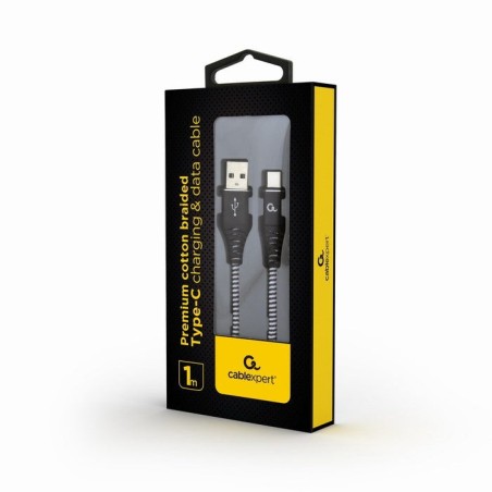 Gembird cc-usb2b-amcm-1m-bw cable de carga y datos usb tipo c trenzado premium 1 m, negro / blanco