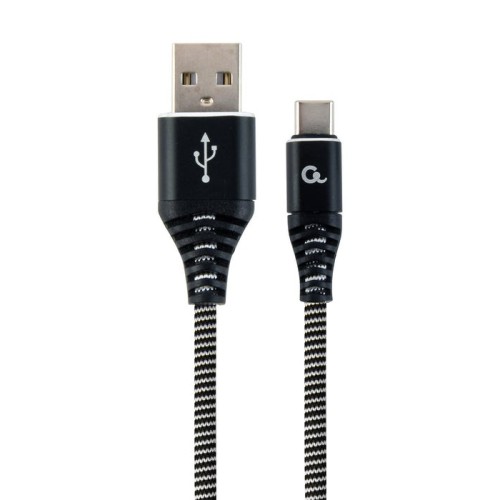 Gembird cable de datos y carga usb tipo c trenzado premium, 2m, negro / blanco