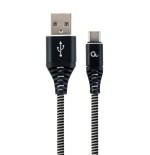 Gembird cable de datos y carga usb tipo c trenzado premium, 2m, negro / blanco
