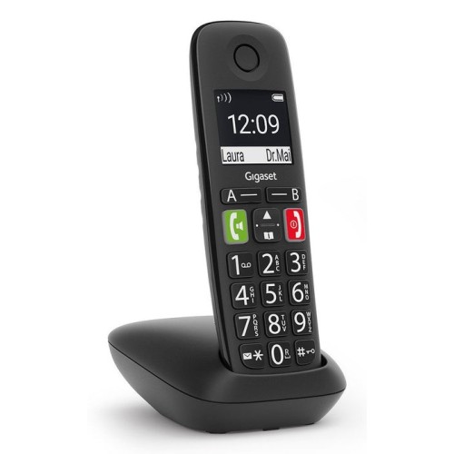 Telefono fijo inalambrico gigaset e290 teclas grandes y pantalla de alta visibilidad 150 contactos negro