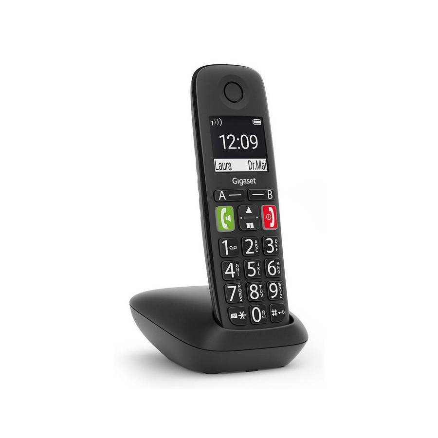 Telefono fijo inalambrico gigaset e290 teclas grandes y pantalla de alta visibilidad 150 contactos negro
