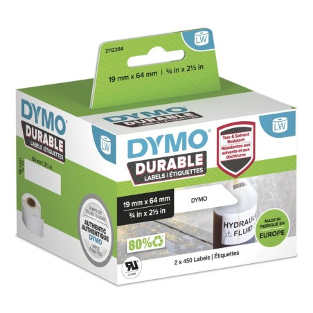Impresora  etiquetas de plámico dymo lw 19x64mm 2x450 piezas blancas permanentes