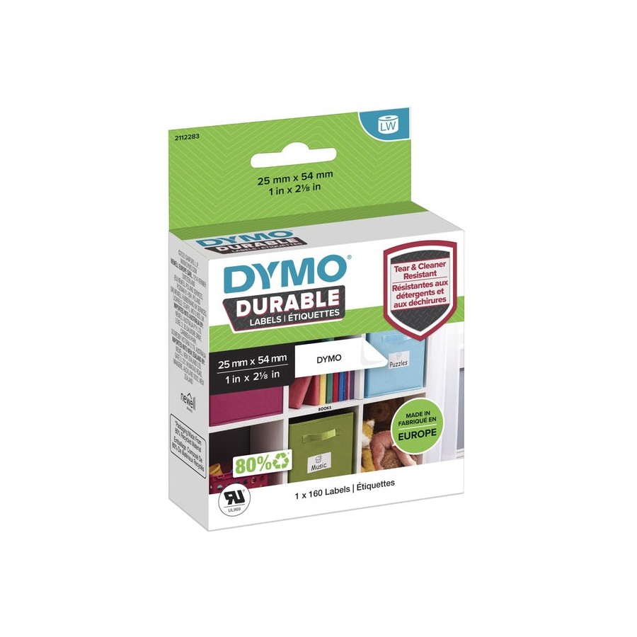 Dymo durable blanco etiqueta para impresora autoadhesiva