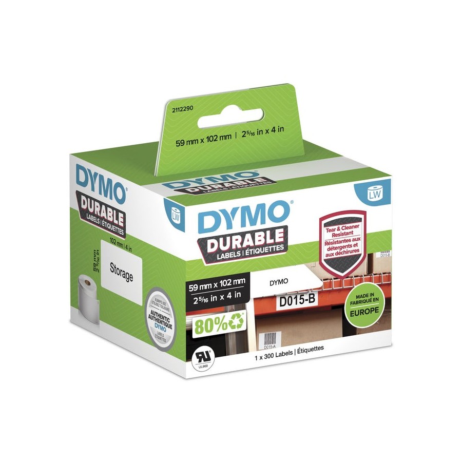 Dymo cinta adhesiva durable labelwriter labels 102x59mm  negro sobre fondo blanco