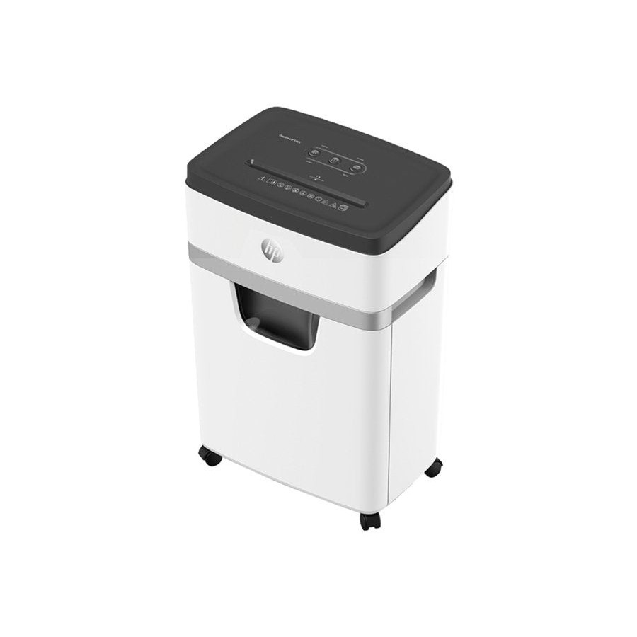 Destructora de tiras hp oneshred 18cc, 18 hojas, cesta de 25 l, tritura tarjetas de crédito, grapas y clips