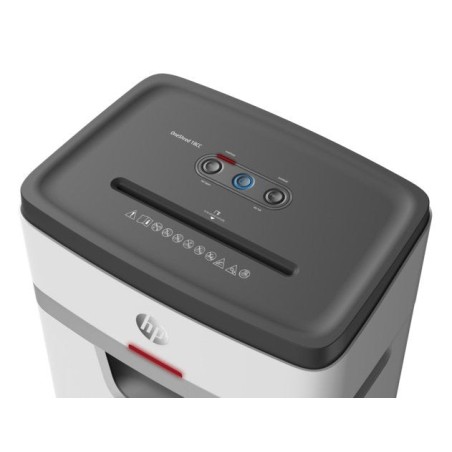 Destructora de tiras hp oneshred 18cc, 18 hojas, cesta de 25 l, tritura tarjetas de crédito, grapas y clips