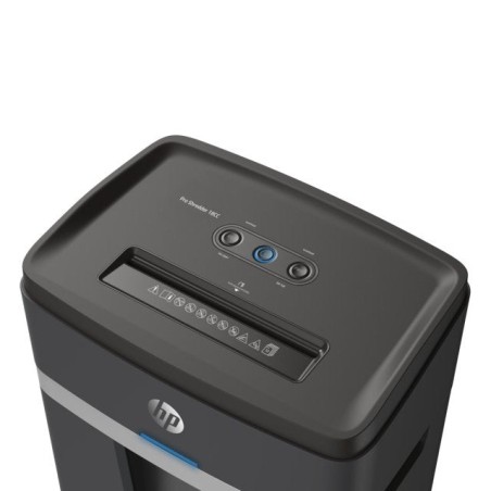 Hp pro shredder 18cc destructora, recortes, p-4, 18 tarjetas, 25l, gris oscuro