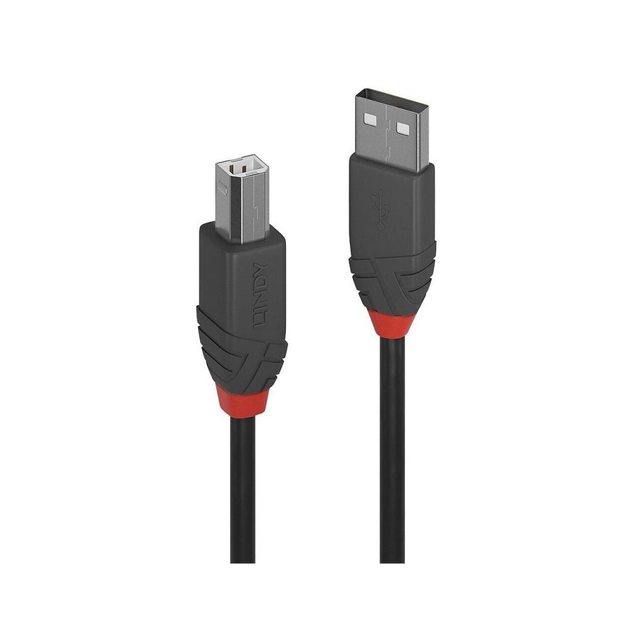 Lindy 36677 cable usb 10 m usb 2.0 usb a usb b negro, gris, rojo