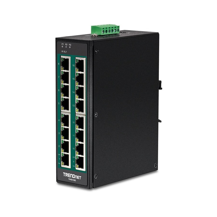 Trendnet ti-pg160 switch no administrado gigabit ethernet (10/100/1000) negro energía sobre ethernet (poe)