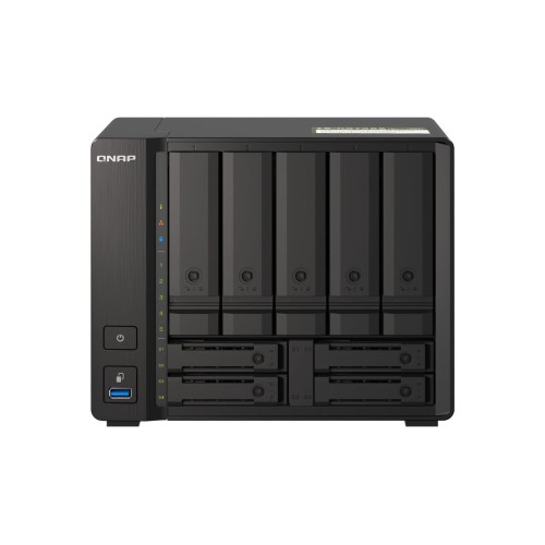 Qnap ts-h973ax-8g 9-bay nas amd ryzen v1500b 8gb ddr4 sodimm 5x2.5in/3.5in sata 6gbps + 2x2.5in u.2 nvme pcie gen3 x4