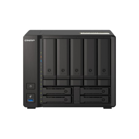 Qnap ts-h973ax-8g 9-bay nas amd ryzen v1500b 8gb ddr4 sodimm 5x2.5in/3.5in sata 6gbps + 2x2.5in u.2 nvme pcie gen3 x4