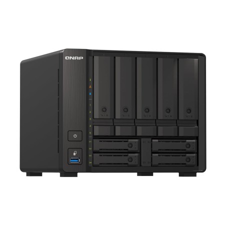 Qnap ts-h973ax-8g 9-bay nas amd ryzen v1500b 8gb ddr4 sodimm 5x2.5in/3.5in sata 6gbps + 2x2.5in u.2 nvme pcie gen3 x4