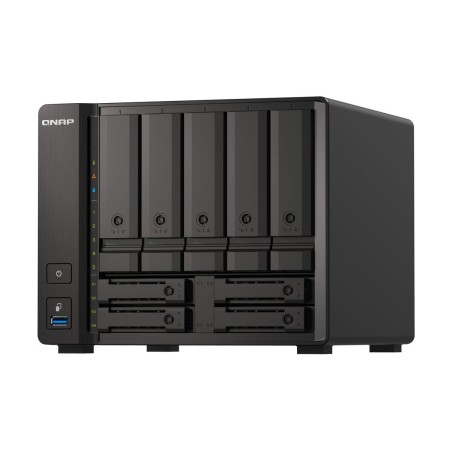 Qnap ts-h973ax-8g 9-bay nas amd ryzen v1500b 8gb ddr4 sodimm 5x2.5in/3.5in sata 6gbps + 2x2.5in u.2 nvme pcie gen3 x4